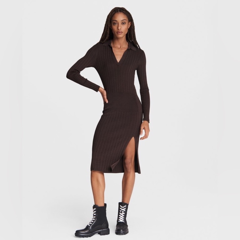 NWT Rag & Bone Dawson Ribbed Jersey Polo Dress S